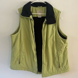 LL Bean Women’s Green Fleece Lined Vest | Size 1X